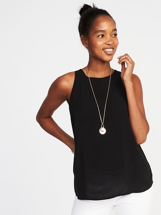 Image number 1 showing, Relaxed Sleeveless High-Neck Top for Women