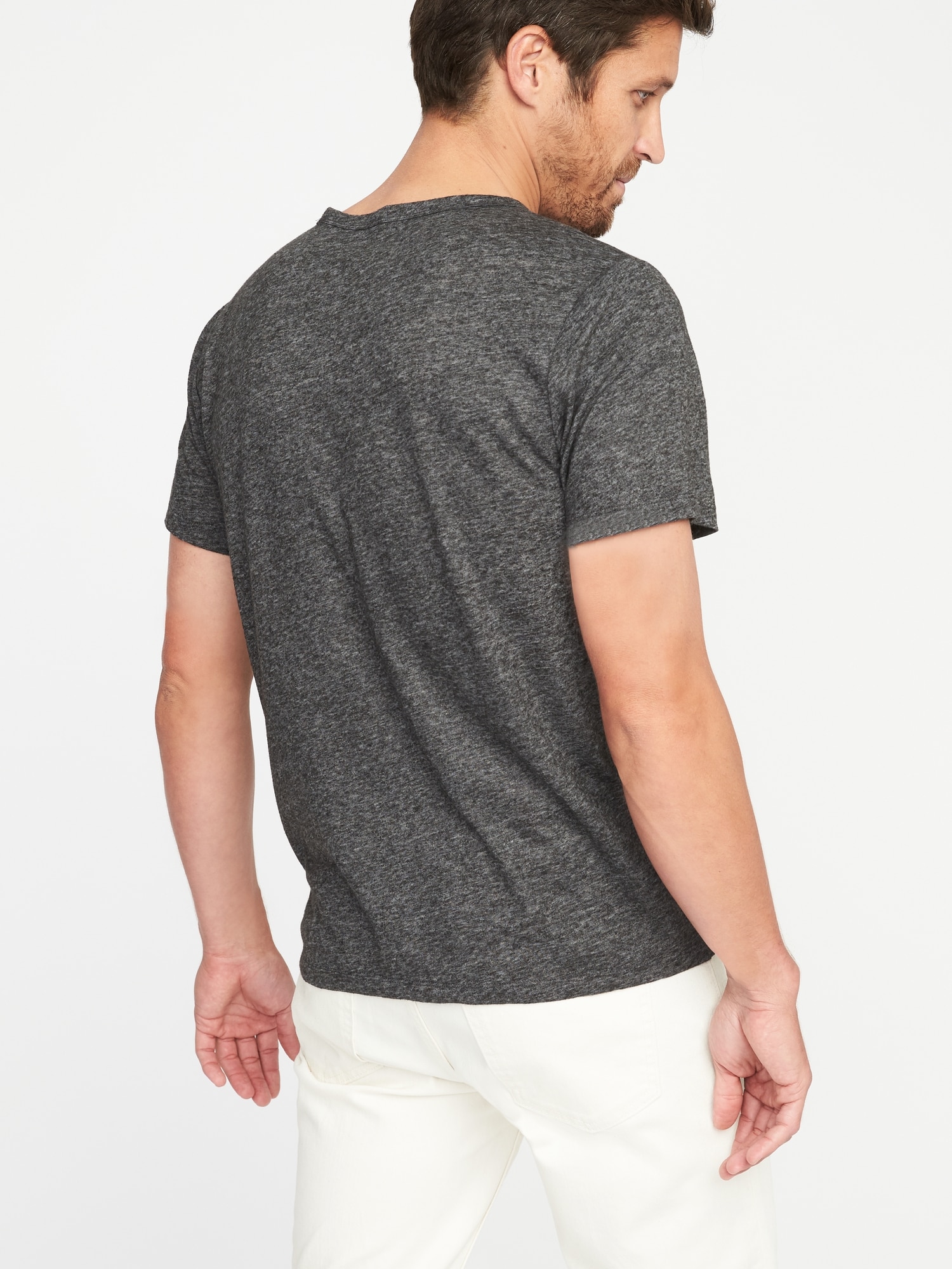 Linen-Blend Crew-Neck Pocket Tee | Old Navy