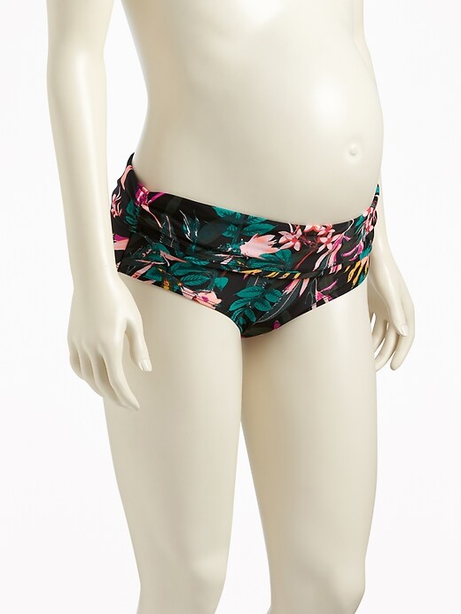 View large product image 1 of 2. Maternity Fold-Over Waist Bikini Bottoms