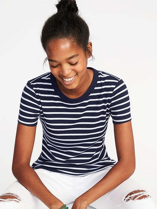 Slim-Fit Rib-Knit Tee for Women | Old Navy