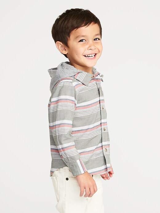 Striped Hooded Oxford Shirt for Toddler Boys | Old Navy