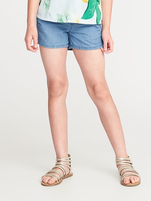 View large product image 1 of 3. Chambray Pull-On Shorts For Girls