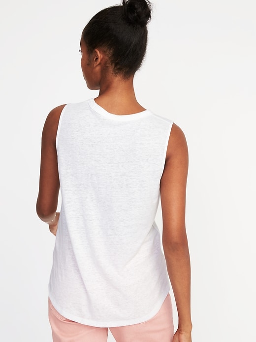 Image number 2 showing, Relaxed High-Neck Linen-Blend Tank for Women