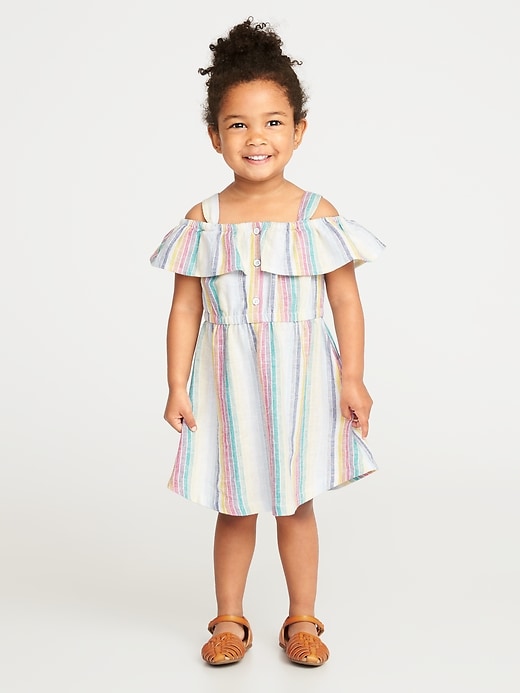 Striped Linen-Blend Off-the-Shoulder Dress for Toddler Girls | Old Navy