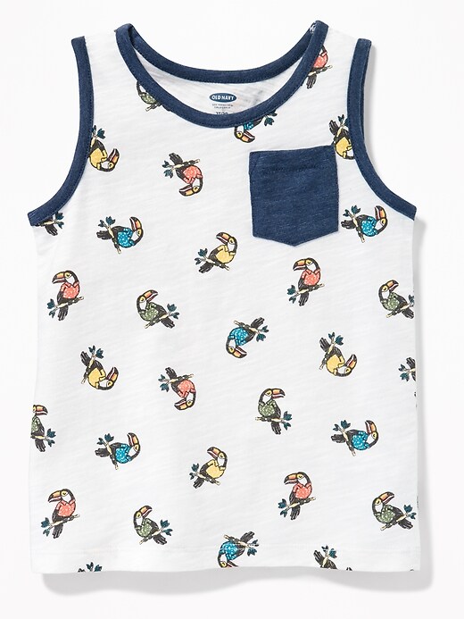 View large product image 1 of 1. Printed Slub-Knit Pocket Tank for Toddler Boys