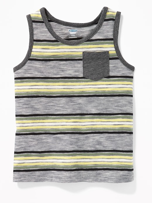 View large product image 1 of 1. Striped Slub-Knit Pocket Tank for Toddler Boys