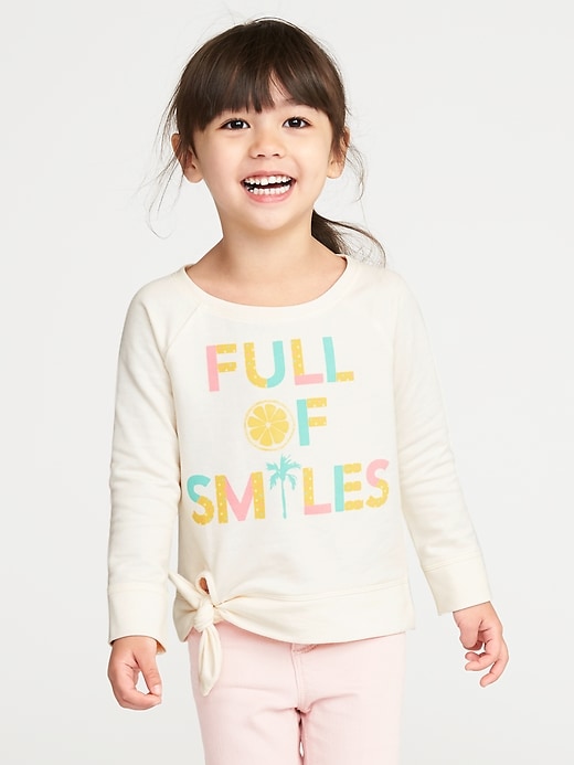 View large product image 1 of 4. French Terry Tie-Hem Sweatshirt for Toddler Girls