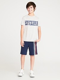 View large product image 3 of 3. Go-Dry Retro-Stripe Fleece Shorts For Boys