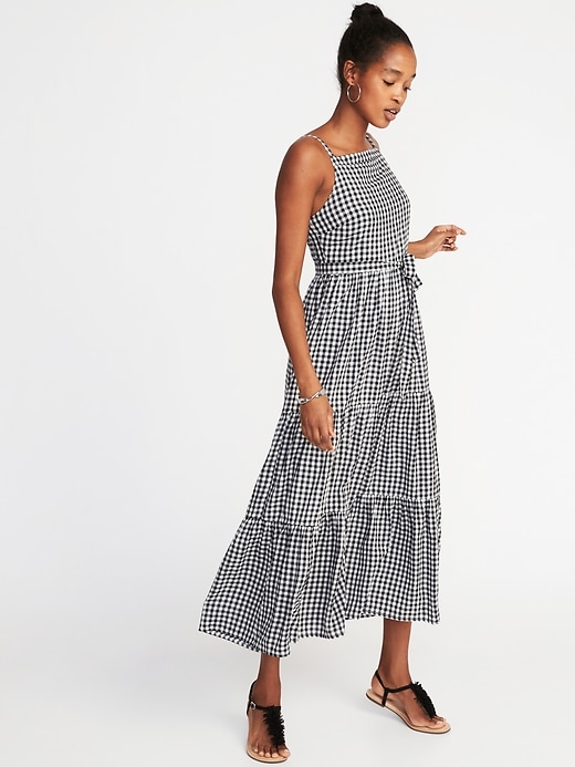 Image number 1 showing, Sleeveless Tiered Gingham Maxi Dress for Women