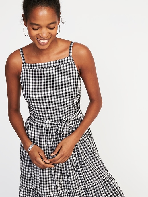 blue dress for baby girl Gingham Maxi Dress (Black & White) main image 0