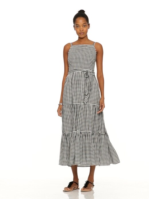 blue dress for baby girl Opal Gingham Maxi Dress in Black main image 0