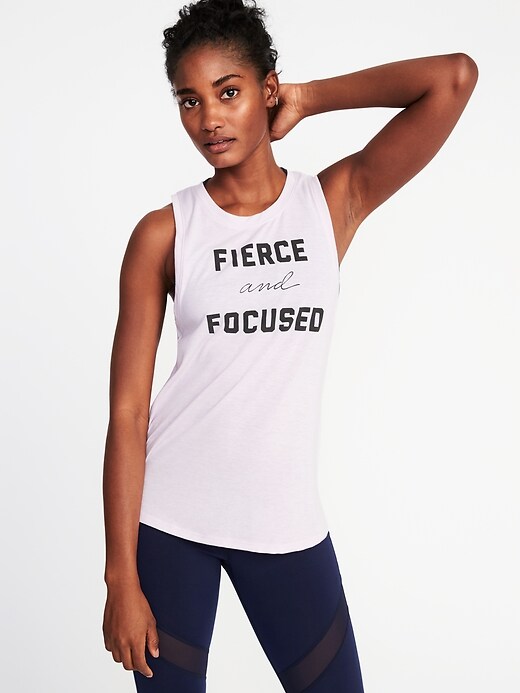 Image number 1 showing, Graphic Performance Muscle Tank for Women