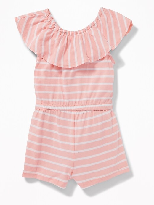 View large product image 2 of 3. Ruffle-Neck Jersey Romper for Toddler Girls