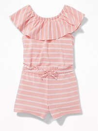 View large product image 3 of 3. Ruffle-Neck Jersey Romper for Toddler Girls