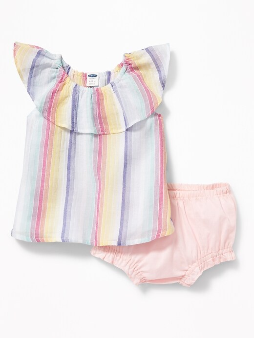View large product image 1 of 2. Ruffled Gauze Top & Bloomers Set For Baby
