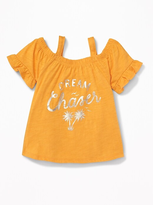 View large product image 1 of 1. Graphic Cold-Shoulder A-Line Top for Toddler Girls