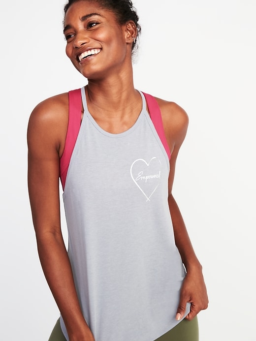 View large product image 1 of 1. Loose-Fit Graphic Racerback Performance Tank for Women