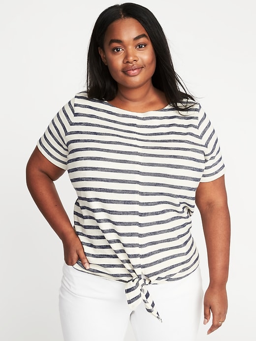 Image number 1 showing, Relaxed Plus-Size Tie-Hem Top