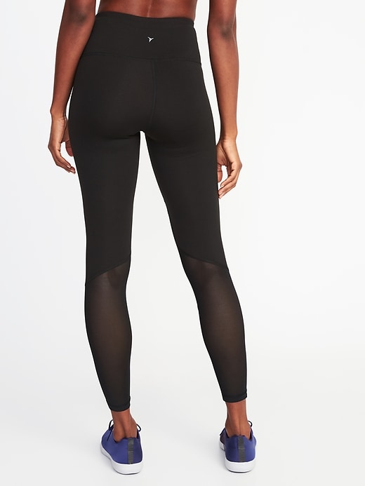 View large product image 2 of 2. High-Rise Mesh-Trim 7/8-Length Elevate Compression Leggings for Women