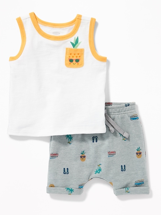 View large product image 1 of 2. Pineapple-Graphic Tank & Printed Shorts Set For Baby