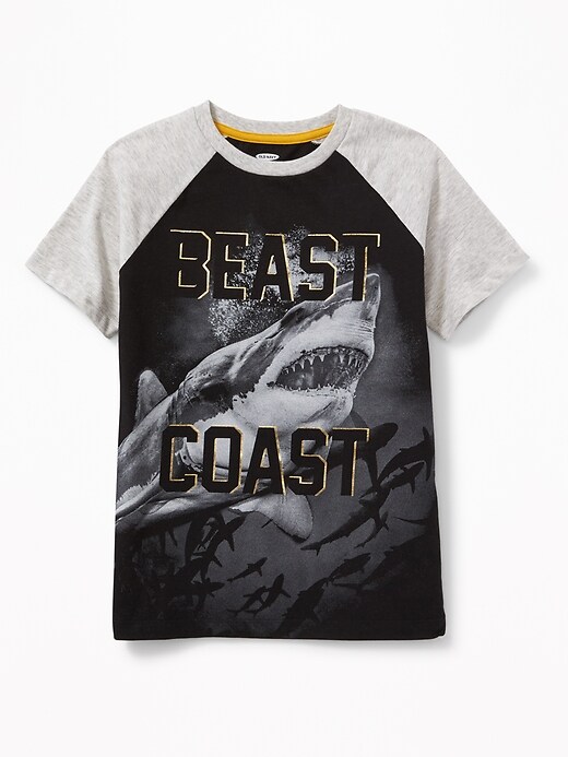 View large product image 1 of 2. Graphic Color-Block Raglan-Sleeve Tee for Boys