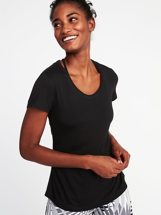 Image number 1 showing, Cutout-Back Performance Tee for Women