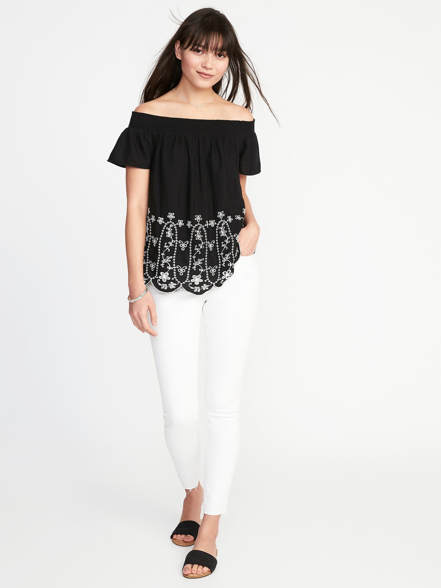 Off-the-Shoulder Cutwork Top for Women | Old Navy