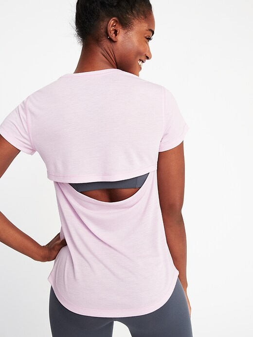 View large product image 1 of 1. Cutout-Back Performance Tee for Women