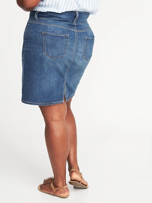 View large product image 2 of 3. High-Rise Secret-Slim Pockets Plus-Size Denim Pencil Skirt