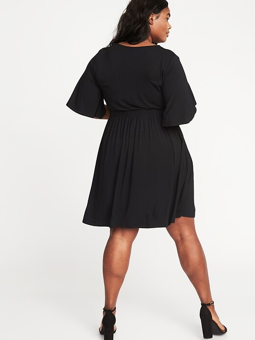 Image number 2 showing, Waist-Defined Plus-Size Wrap-Front Dress