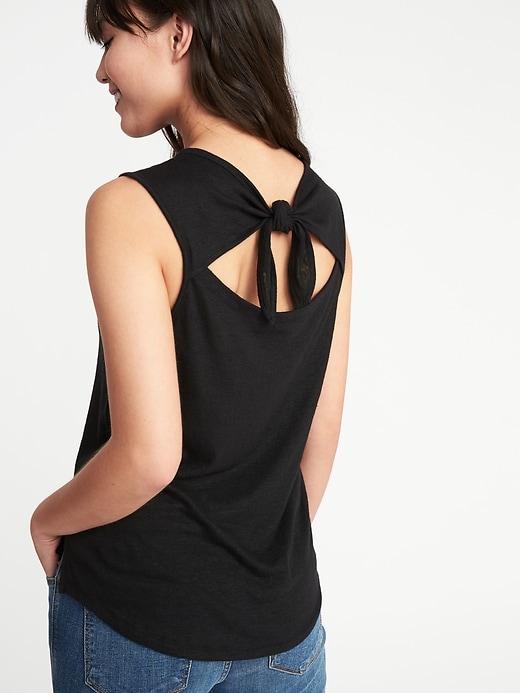 View large product image 1 of 1. Relaxed Sleeveless Tie-Back Top for Women