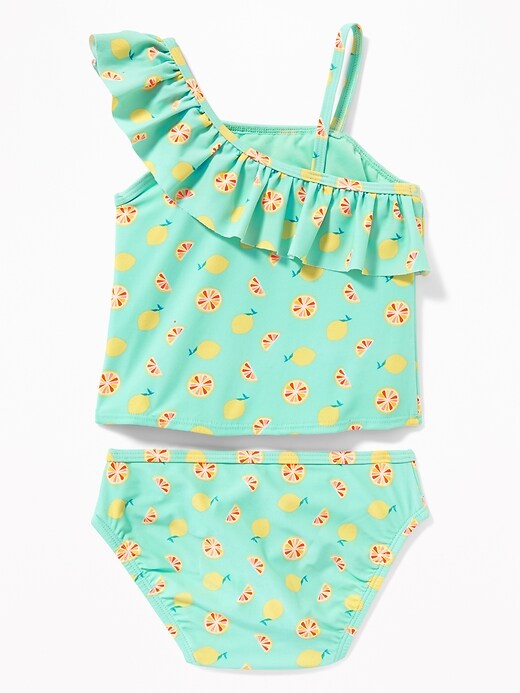 View large product image 2 of 2. One-Shoulder Lemon-Print Tankini for Toddler Girls