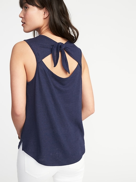 View large product image 1 of 1. Relaxed Sleeveless Tie-Back Top for Women