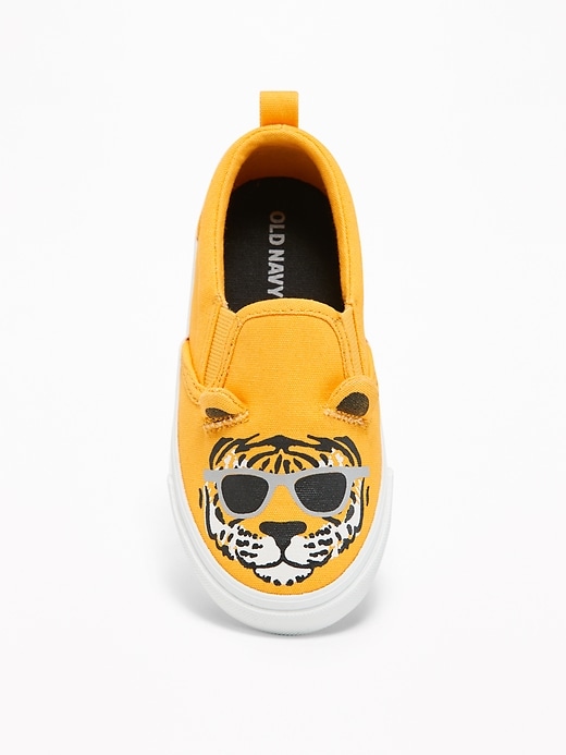 View large product image 2 of 4. Tiger-Graphic Canvas Slip-Ons For Toddler Boys