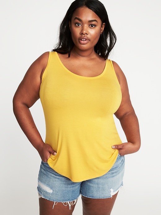 View large product image 1 of 1. Luxe Plus-Size Curved-Hem Tank