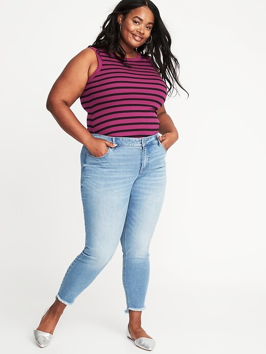 Image number 3 showing, High-Neck Plus-Size Slim-Fit Rib-Knit Tank