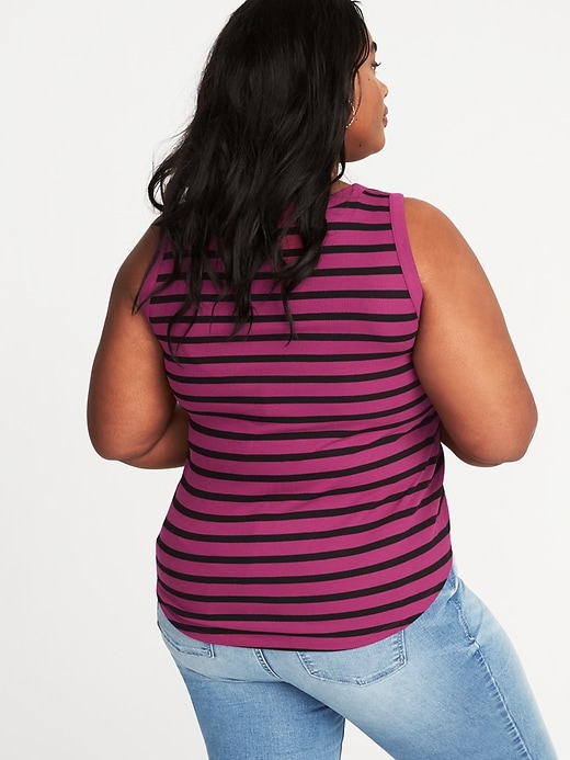 Image number 2 showing, High-Neck Plus-Size Slim-Fit Rib-Knit Tank