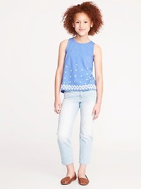 View large product image 3 of 3. Slub-Knit Puffy-Graphic Back-Vent Tank for Girls