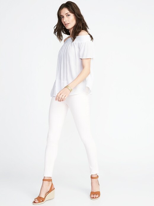 Image number 3 showing, Relaxed Off-the-Shoulder Smocked Top for Women