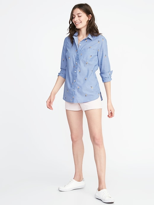 Image number 3 showing, Relaxed Classic Printed Shirt for Women