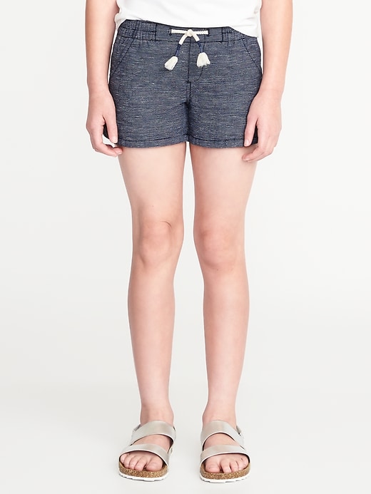 View large product image 1 of 3. Micro-Stripe Linen-Blend Shorts for Girls