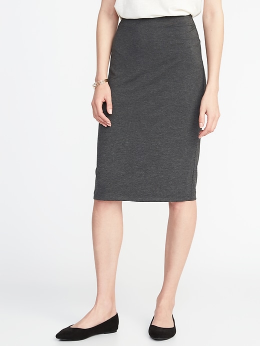 View large product image 1 of 2. Fitted Jersey-Knit Pencil Skirt for Women