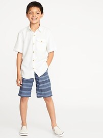 View large product image 3 of 3. Linen-Blend Pocket Shirt For Boys
