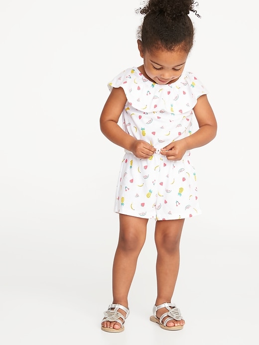 View large product image 1 of 1. Ruffle-Neck Jersey Romper for Toddler Girls