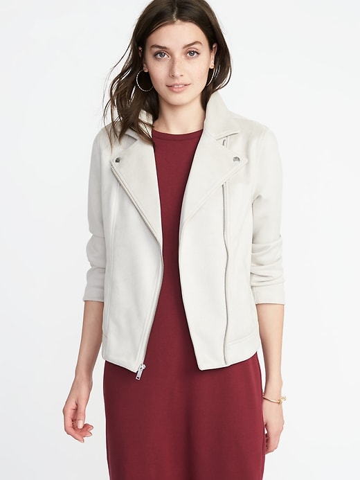 Image number 1 showing, Sueded-Knit Moto Jacket for Women
