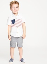 View large product image 3 of 3. Cuffed Linen-Blend Shorts for Toddler Boys