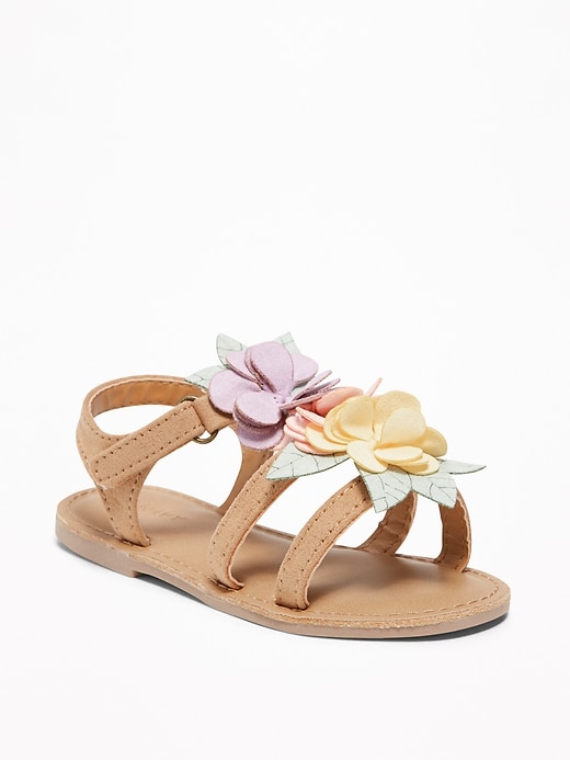 View large product image 1 of 4. Flower-Applique Sandals for Toddler Girls
