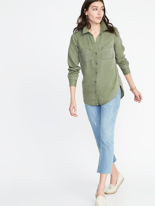 Image number 3 showing, Relaxed Tencel&#174 Utility Shirt for Women