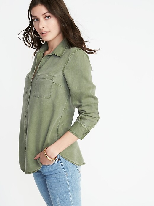 Image number 4 showing, Relaxed Tencel&#174 Utility Shirt for Women