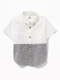 View large product image 4 of 4. Color-Blocked Oxford Shirt for Toddler Boys